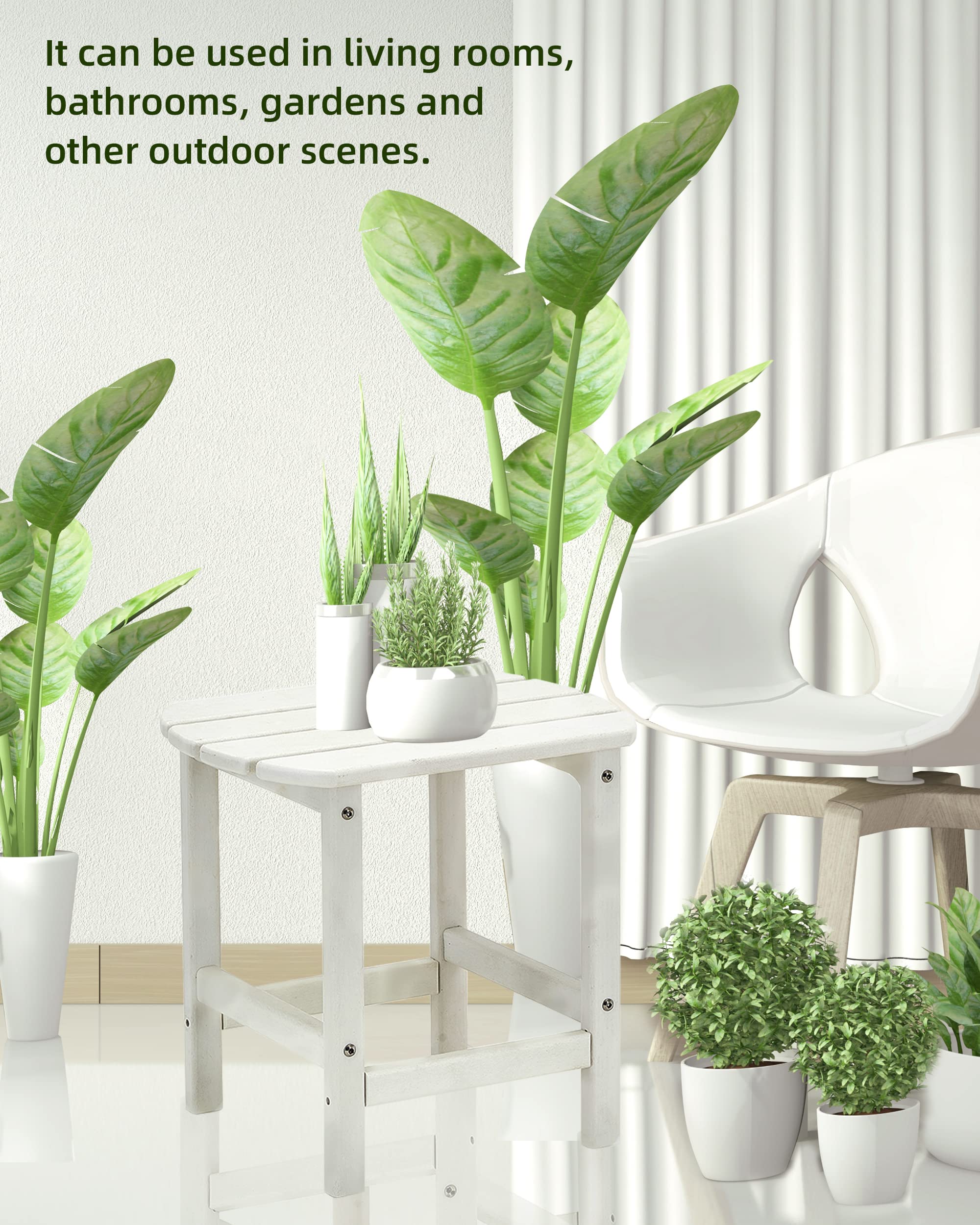 Weather-Resistant White HDPE Adirondack Side Table for Patio & Outdoor Use