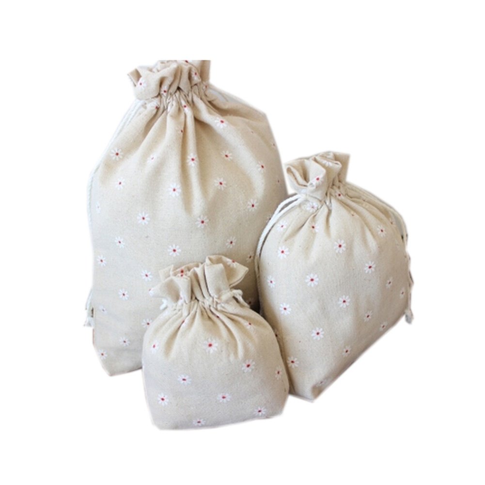 Phoenix Wonder Travel Storage Bags - Laundry Drawstring Organizer Pouches with White Daisies Design | Perfect for Luggage, Gym, Camping & Laundry Organization