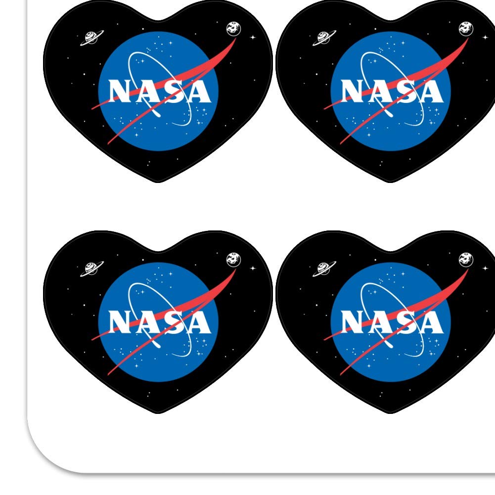 NASA Official Meatball Logo Heart Shaped Planner Stickers - Perfect for Scrapbooking, Bullet Journals, DIY Crafts & School Projects - Decorate Calendars, Notebooks, Gift Cards