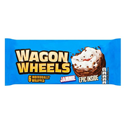 Wagon Wheels Jammie Biscuits 6 Pack (300g) - Delicious British Snacks for Tea Time, Picnics & Lunchboxes