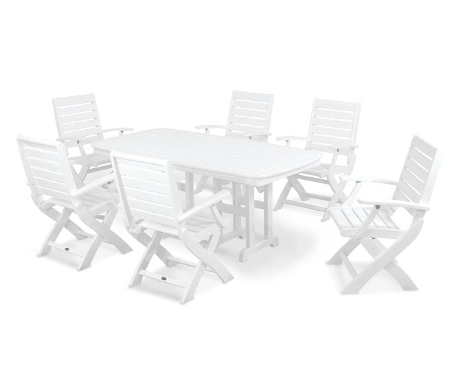 POLYWOOD Signature 7-Piece Folding Dining Set - Outdoor Patio Furniture for Backyard, Poolside & Garden Gatherings