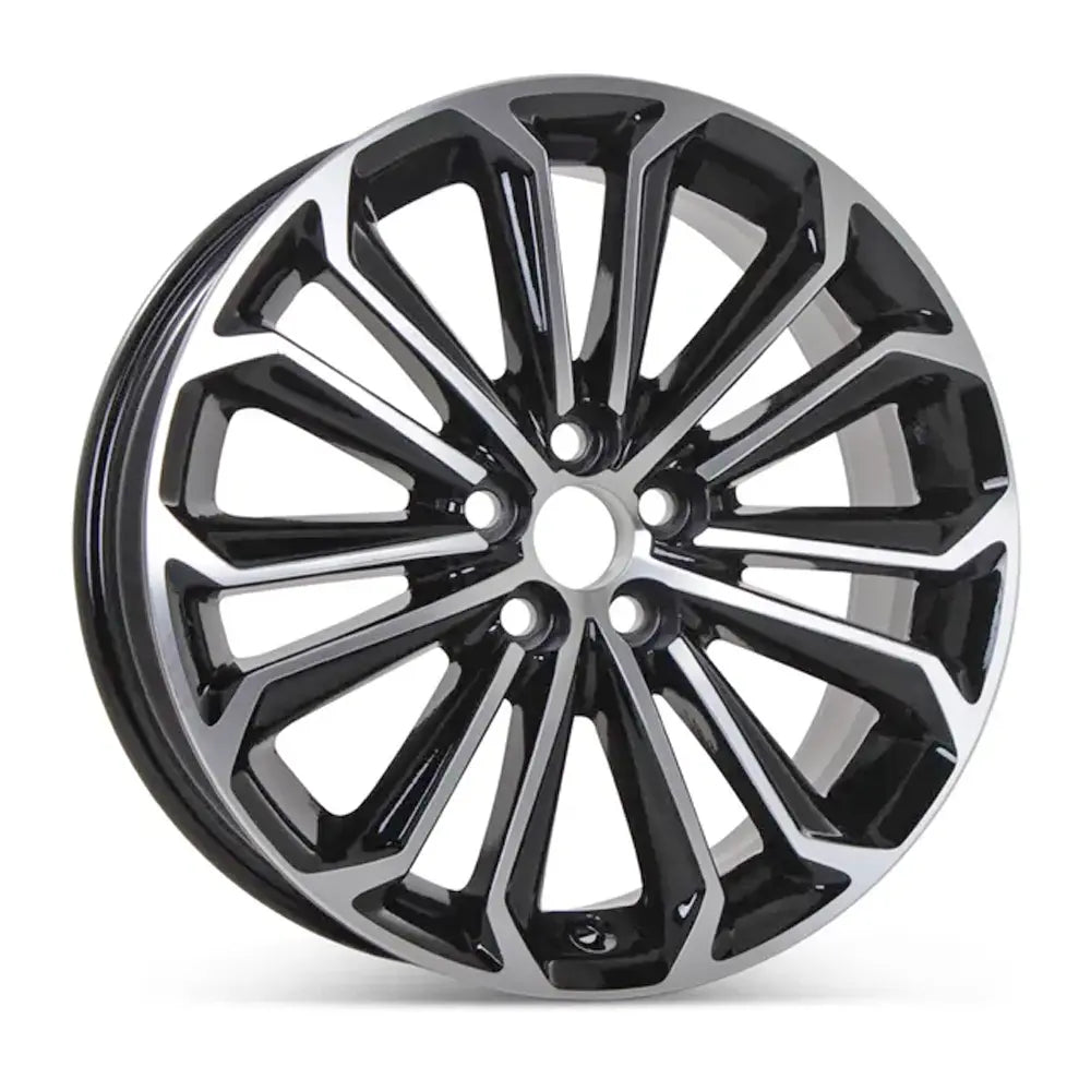 17 Inch Toyota Corolla Wheel Replacement - Machined Black Replica Rim 75152 | Durable Alloy Wheels for Sedan Cars | Perfect for Road Trips & Daily Commuting