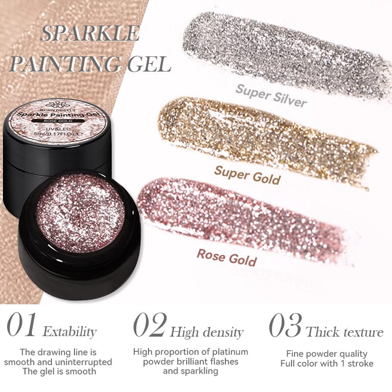 Sparkle Painting Gel 5ml - Glitter Nail Art Polish for DIY Manicure - Perfect for Parties, Weddings & Special Occasions