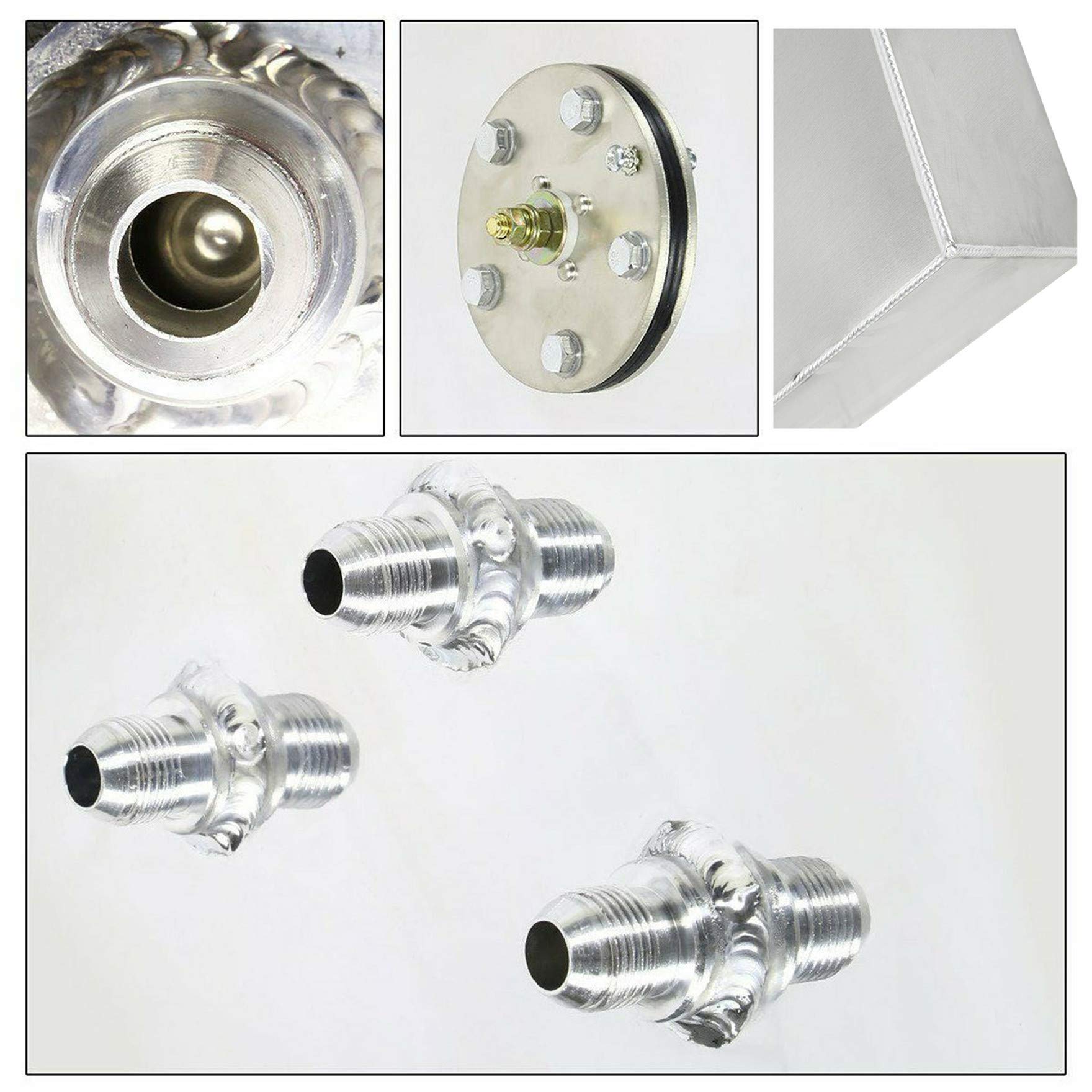 17 Gallon 64L Aluminum Racing Fuel Cell Gas Tank - Polished Top Feed Design with Cap & Level Sender - Perfect for Street Racing, Drift Cars & Track Performance