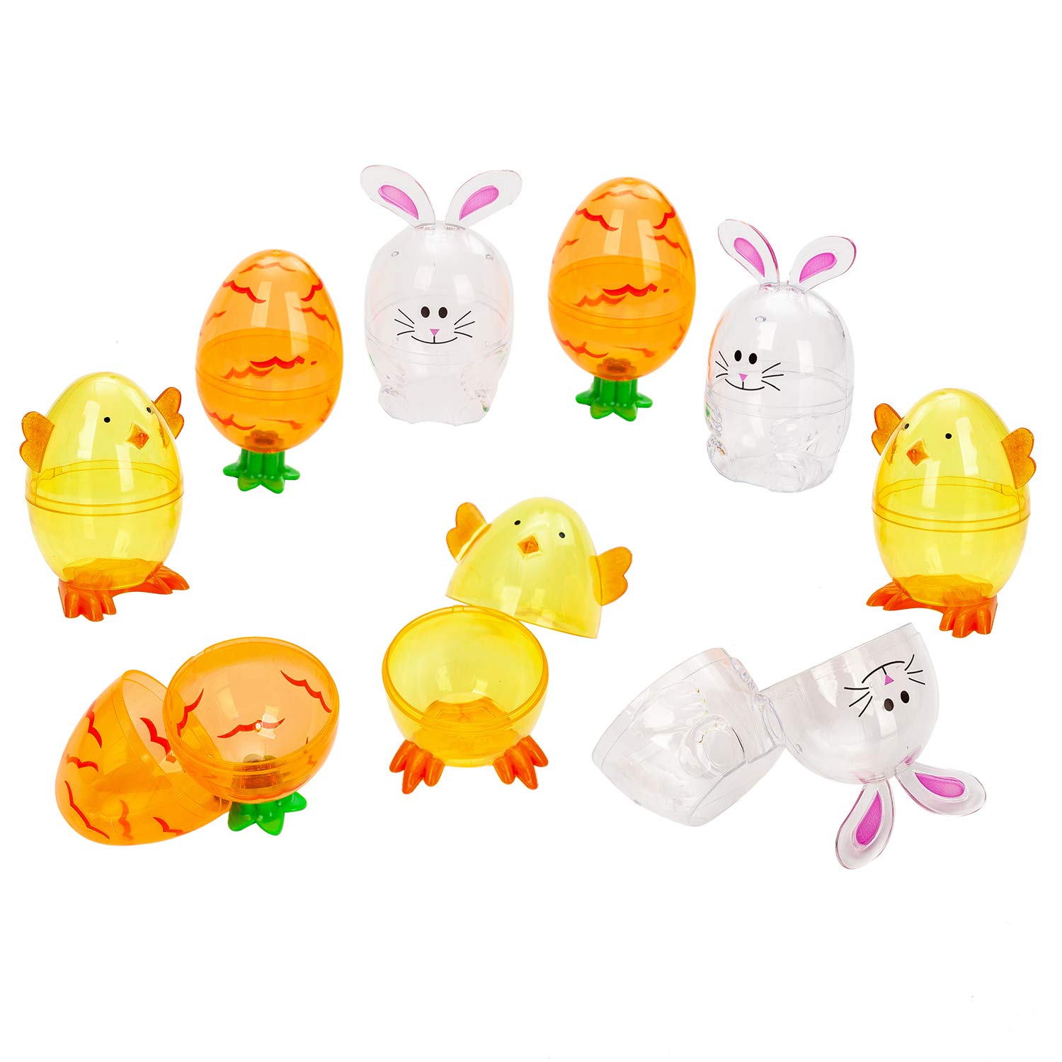 JOYIN 12 Pcs Bunny Shaped Easter Eggs - Fillable Plastic Shells for Easter Egg Hunt, Basket Stuffers, Party Favors & Classroom Prizes - Fun Holiday Decorations for Kids Easter Party & Spring Celebrations