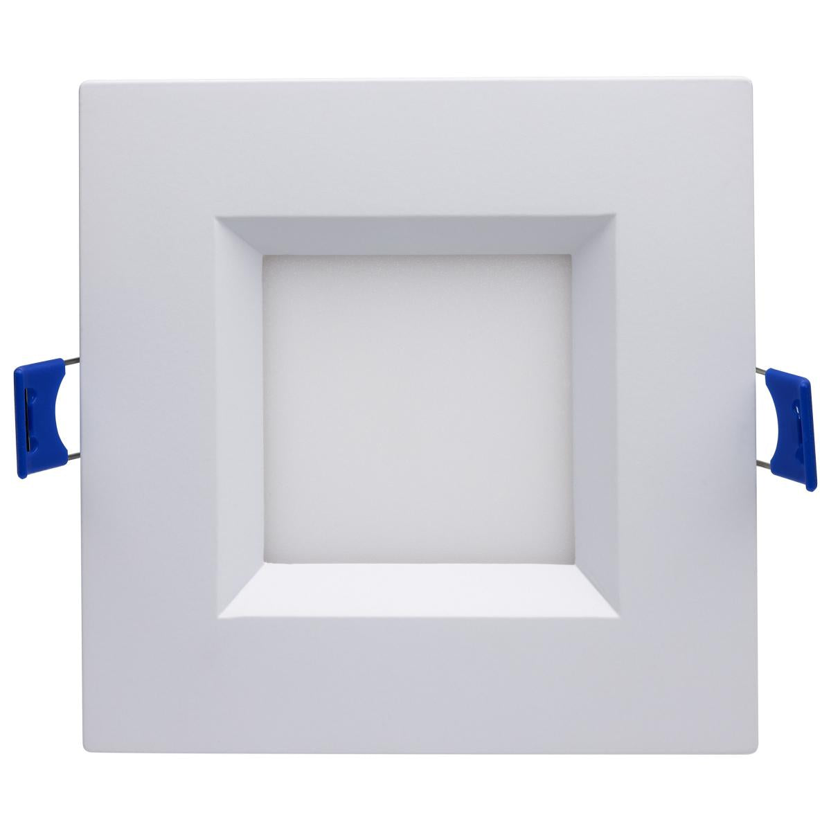 Satco S11871 12W LED Recessed Downlight - 4 Inch Square, Dimmable, CCT Selectable (2700K-5000K), White & Red Trim - Perfect for Kitchen, Bathroom & Living Room Lighting