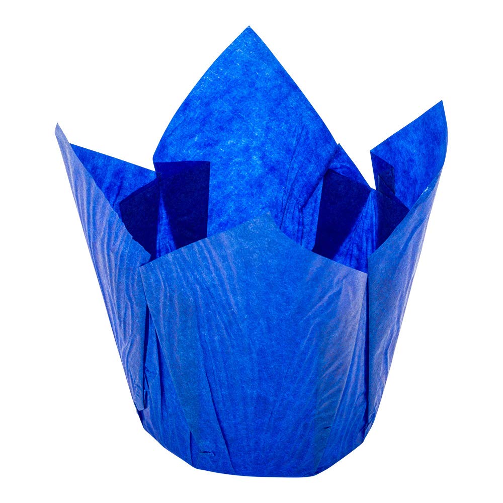 Restaurantware Panificio Premium 4 oz Blue Paper Tulip Baking Cups - 200 Count | Greaseproof, Disposable & Recyclable Muffin & Cupcake Liners for Baking, Parties & Mini Snacks
