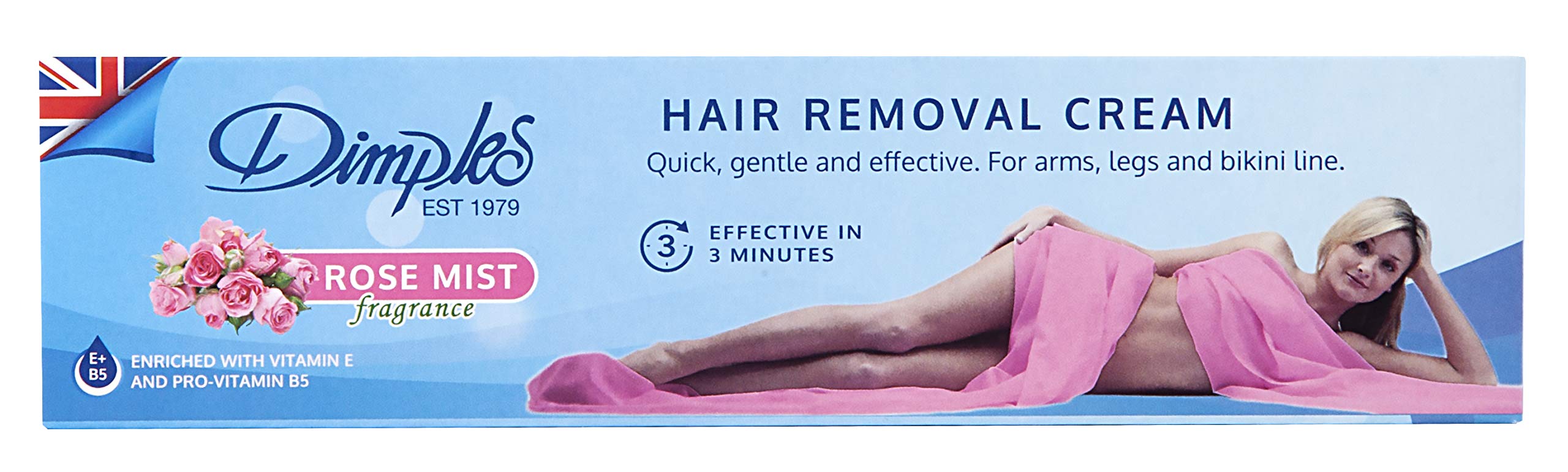Dimples Hair Removal Cream with Rose Mist - 100ml | Painless & Smooth Skin | Ideal for Legs, Arms, Bikini Line & Underarms
