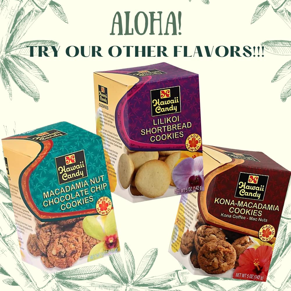 Premium Kona Coffee Macadamia Nut Cookies from Hawaii - Authentic Hawaiian Treat - Healthy Snack Pack (5 oz) - Perfect for School Lunches, Office Snacks & Gift Baskets