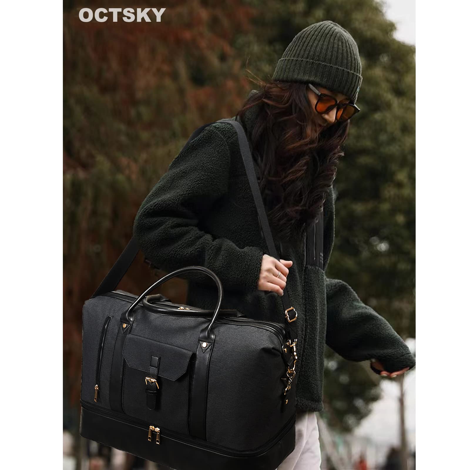 Stylish Weekender Bags for Women & Men - Large Travel Duffle Bag with Easy Packing Organization - Perfect for Business Trips, Gym, Weekend Getaways & Overnight Stays
