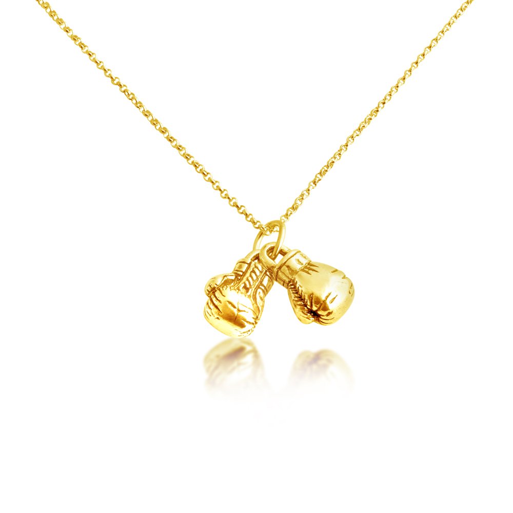 3D Boxing Gloves Pendant Necklace - Gold Plated Silver Chain for Men & Women | Perfect Gift for Fighters, Boxing Fans & Sports Lovers