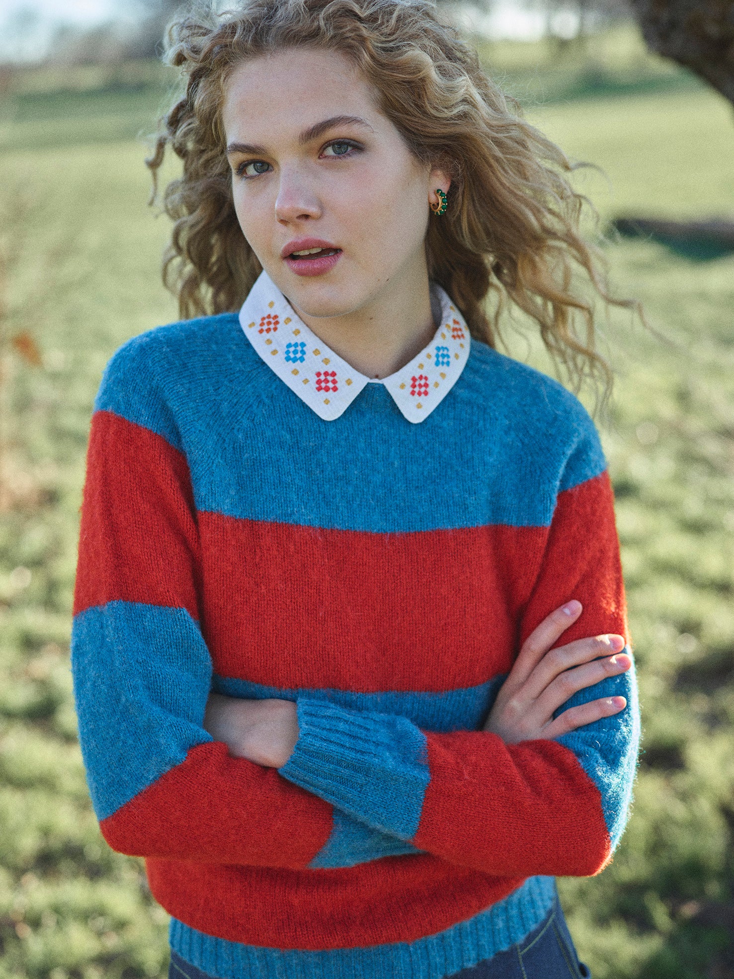 Lowie Blue and Red Stripe Scottish Jumper - Cozy Knit Sweater for Men & Women | Perfect for Winter Fashion, Christmas Gifts & Casual Outfits
