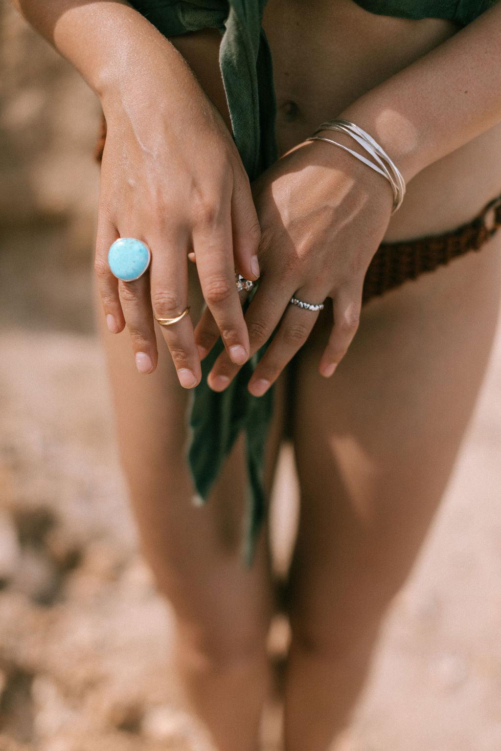 Turquoise Adjustable Ring for Women - Large Size, Handmade Boho Jewelry for Everyday Wear, Gift Giving & Special Occasions