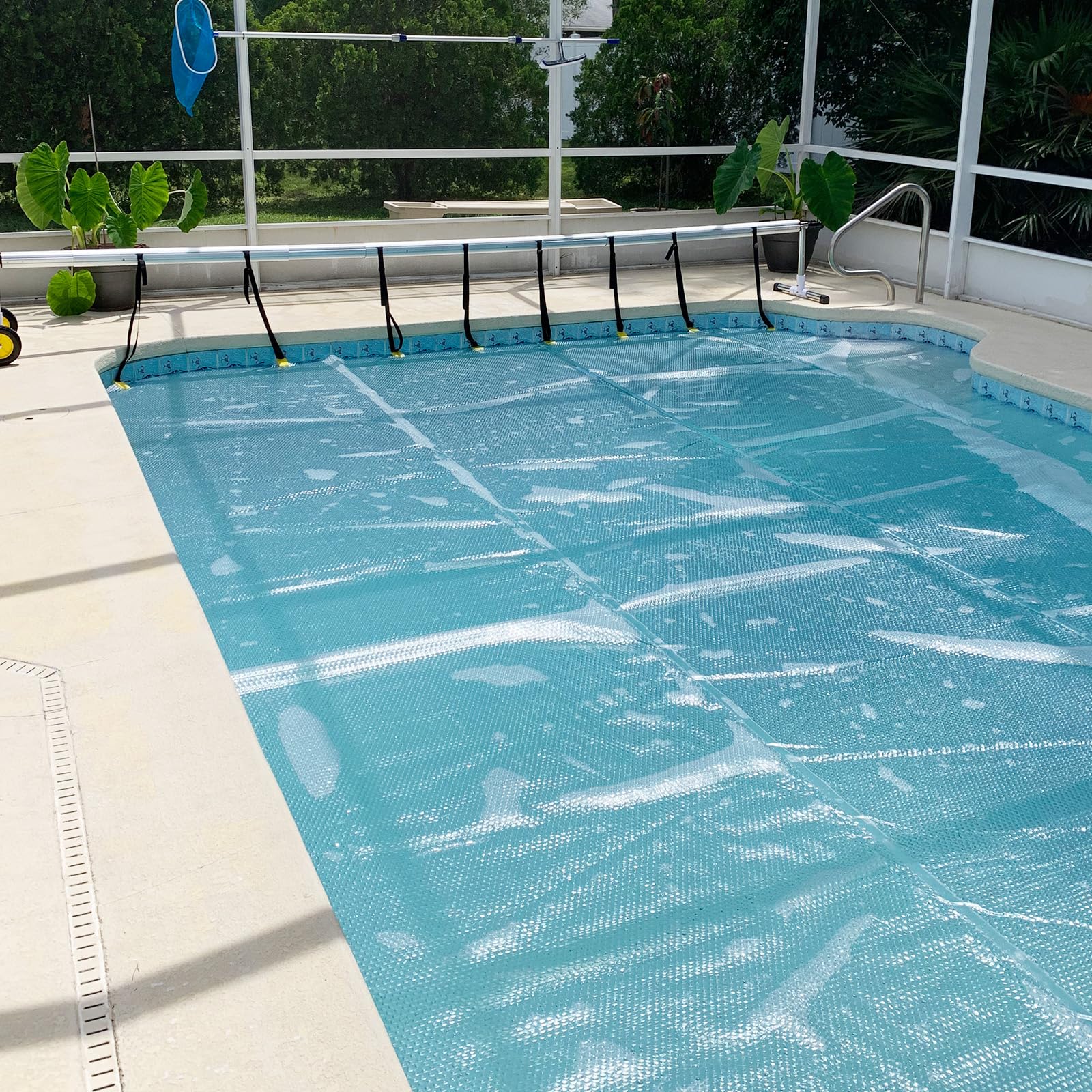 VINGLI 12Mil Solar Pool Cover 12x24FT Rectangle - Heavy Duty Solar Blanket for Inground & Above Ground Swimming Pools - Clear (12' x 24') - Extend Swimming Season & Reduce Heat Loss