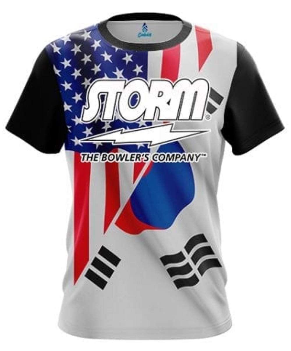Storm USA vs South Korea Flag Bowling Jersey - Custom Team Uniform for Bowling Leagues & Tournaments - Perfect for Bowling Enthusiasts & Sports Fans