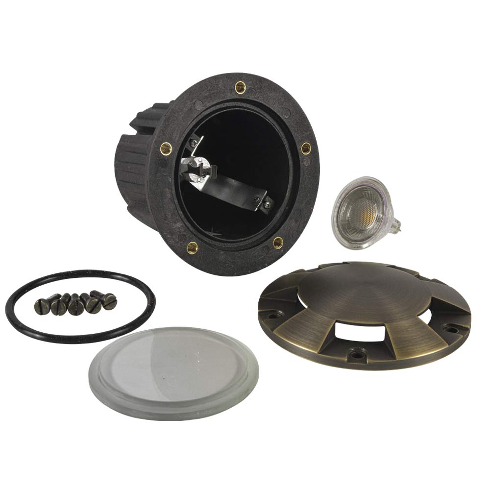 12V LED Landscape In-Ground Well Light - Multi-Directional Brass Face for Garden, Pathway & Outdoor Lighting - Perfect for Driveways, Patios & Yard Decoration