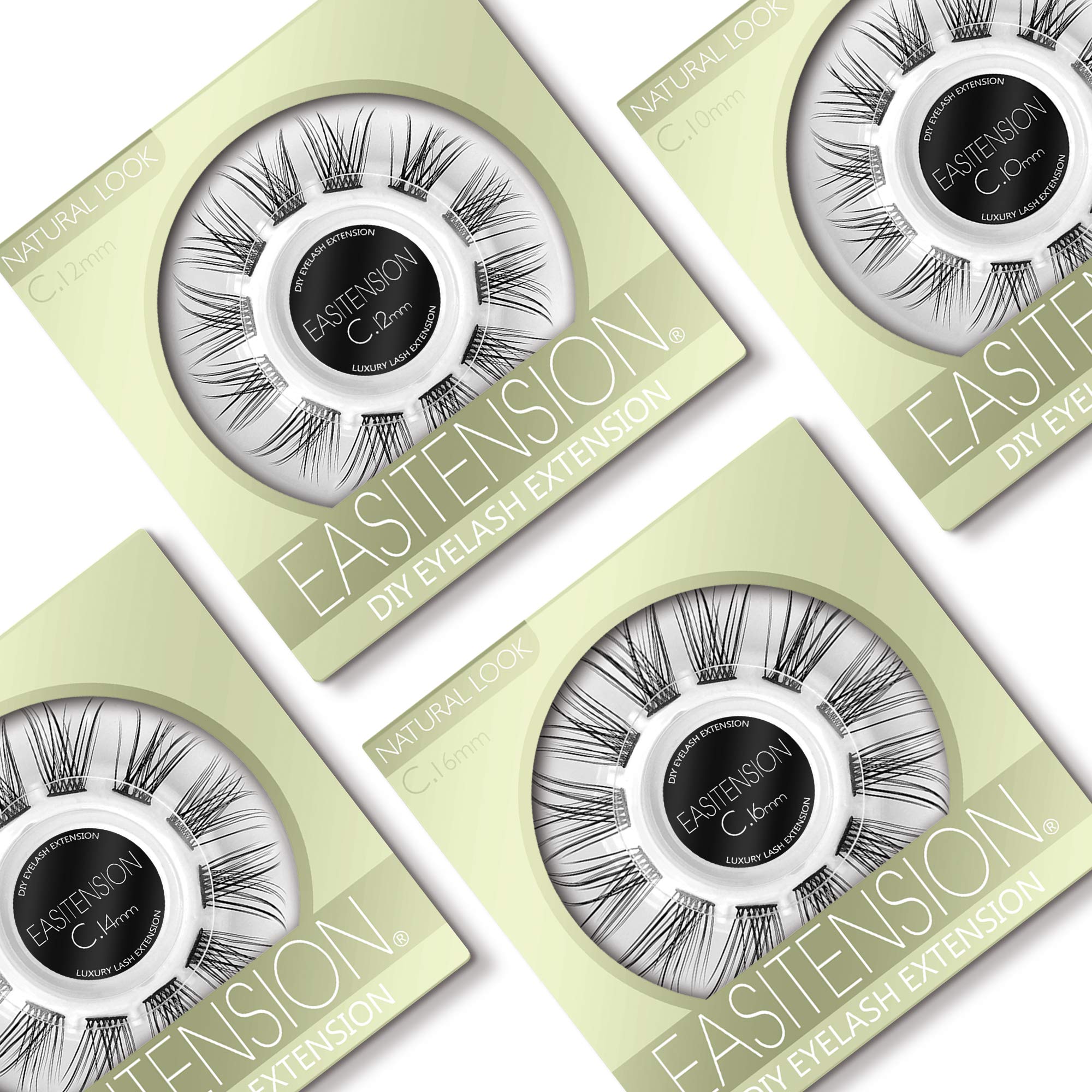 DIY Eyelash Extension Kit - 12 Clusters Natural Lashes with Glue Bonded Band, C Curl False Eyelashes (10MM-Natural) for Home Use & Professional Salon Application | Perfect for Weddings, Parties & Daily Wear