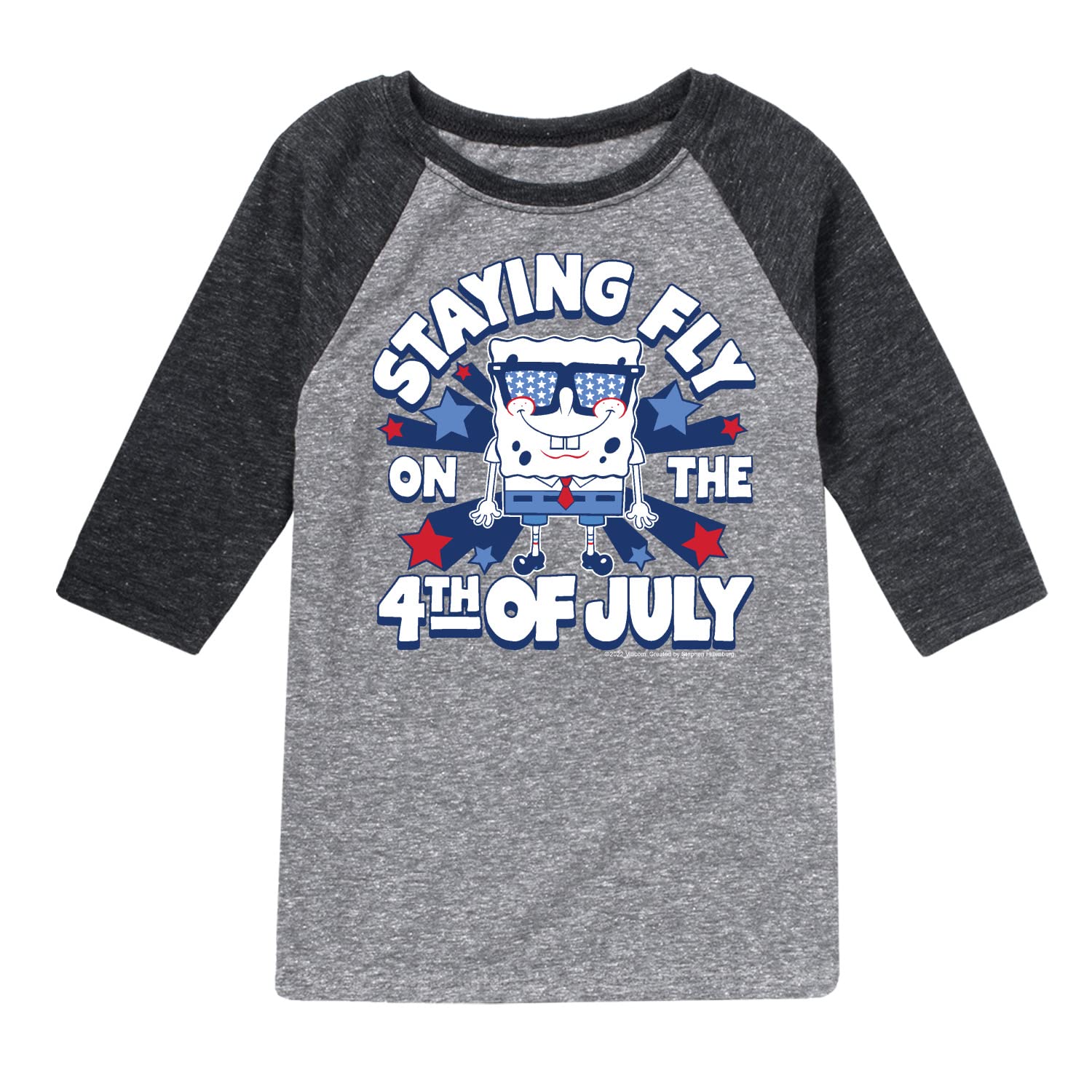 HYBRID APPAREL Spongebob Squarepants 4th of July Graphic T-Shirt for Toddler & Youth - Patriotic Holiday Outfit, Kids Independence Day Celebration