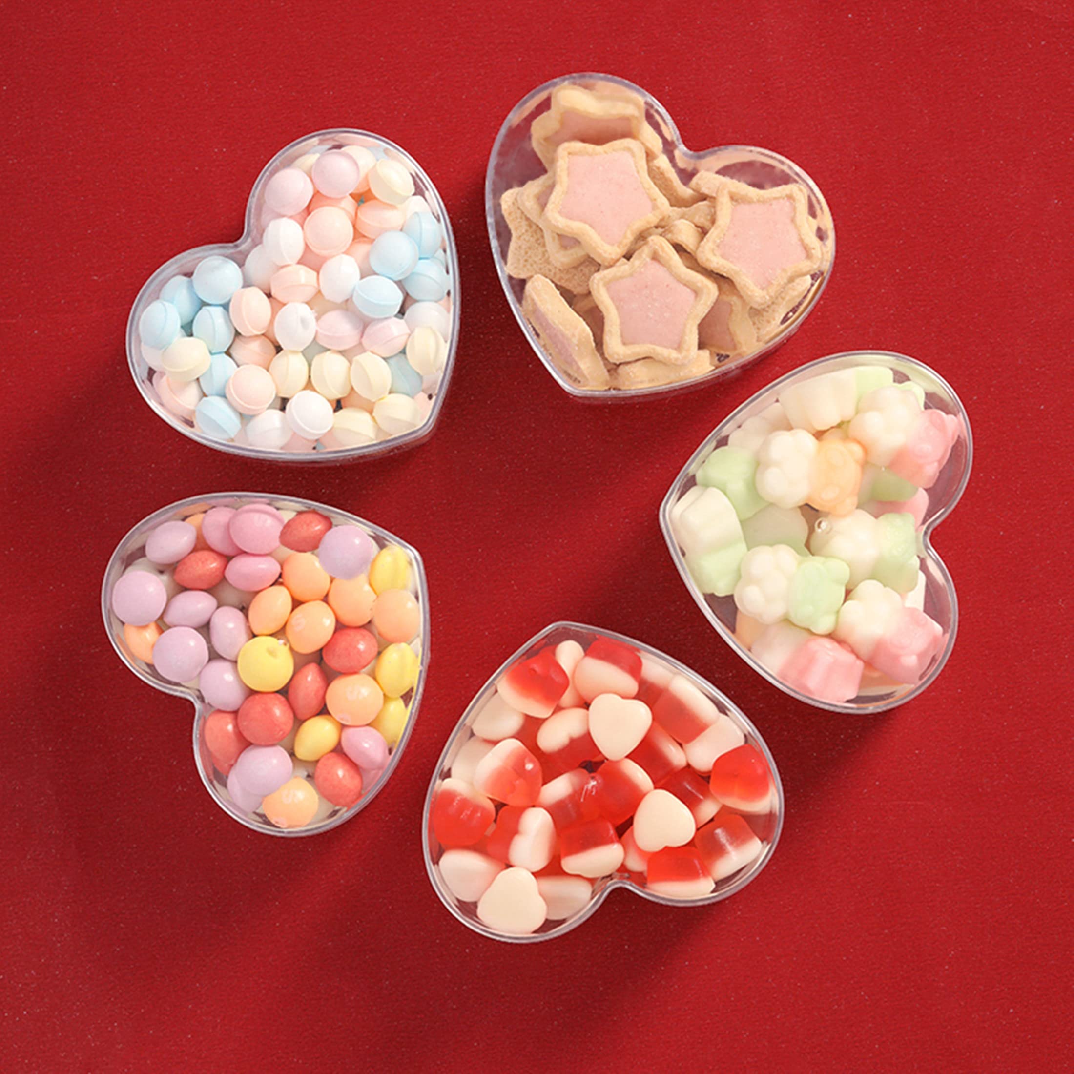 8-Piece Clear Acrylic Heart-Shaped Candy Box Set - Wedding Bridesmaid Proposal Ring Holder, Jewelry Display Case with Lid - Perfect for Wedding Favors, Birthday Gifts & Party Decorations