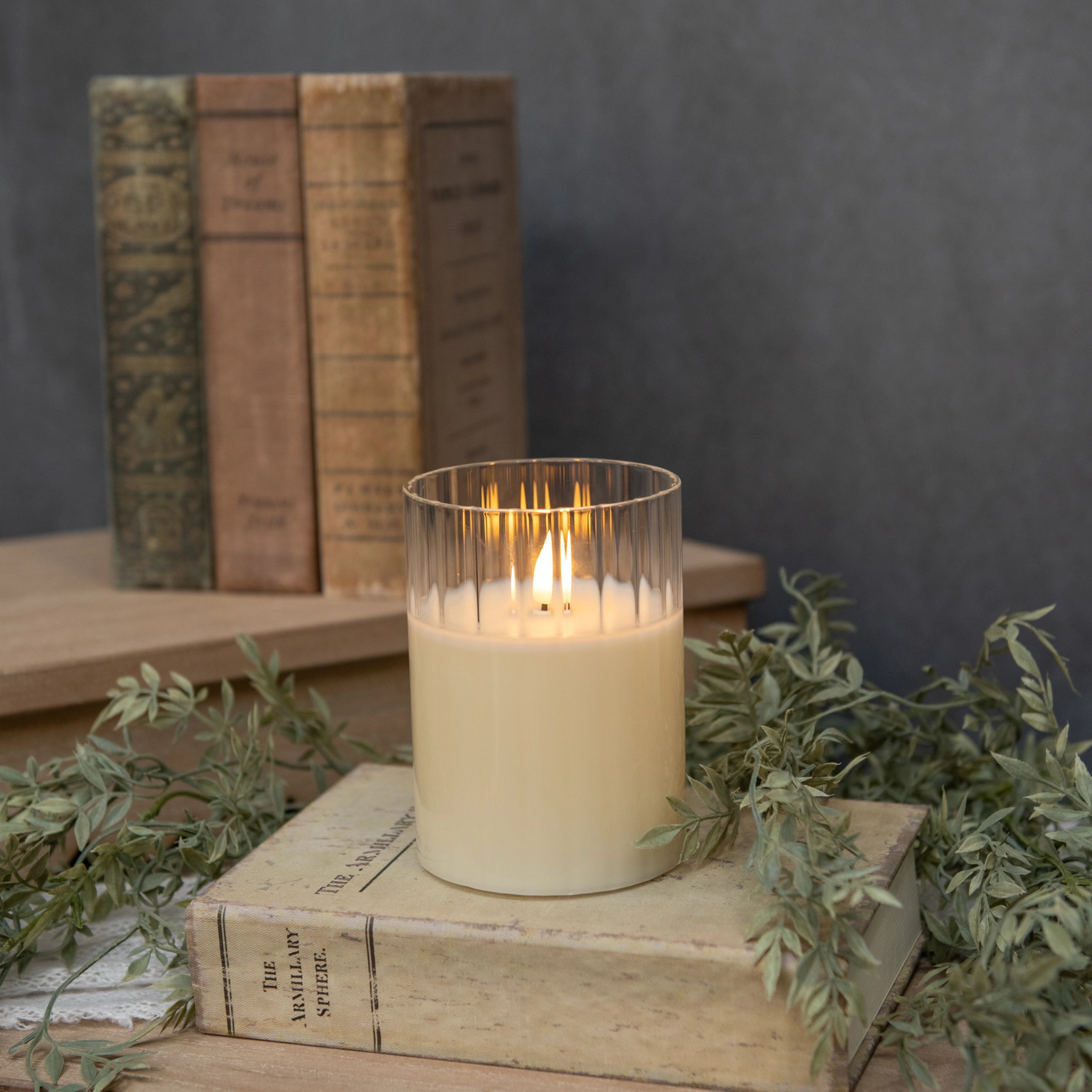 5-Pack Cream Fluted Faux Flame 3D LED Candles - Realistic Battery-Operated Flameless Candles for Home Decor, Wedding Centerpieces, and Romantic Ambiance