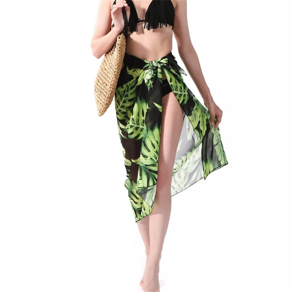 Women's Floral Chiffon Beach Wrap Sarong - Bohemian Swimsuit Cover Up for Summer Holiday - Sexy Beachwear (Green, One Size) - Perfect for Poolside, Beach Vacations & Resort Wear