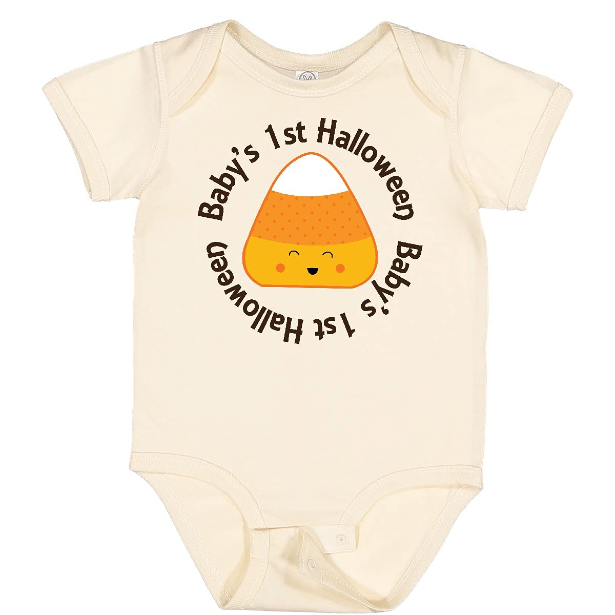 Inktastic First Halloween Candy Corn Baby Bodysuit - Cute Halloween Outfit for Babies & Toddlers - Perfect for Trick or Treating, Photo Shoots & Holiday Celebrations