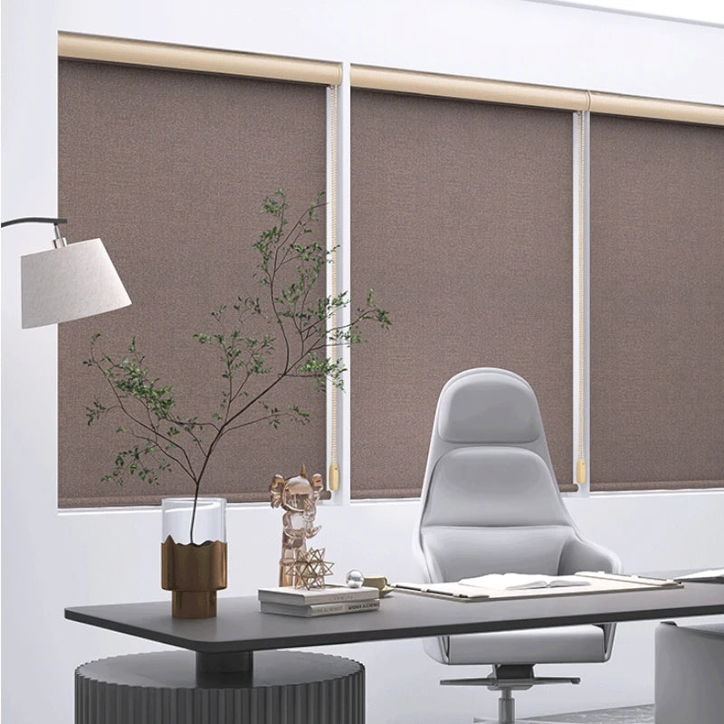 Blackout Roller Shades with Cassette - Alyssa Cotton Linen Window Blinds for Bedroom & Living Room - Light Blocking, Privacy, and UV Protection