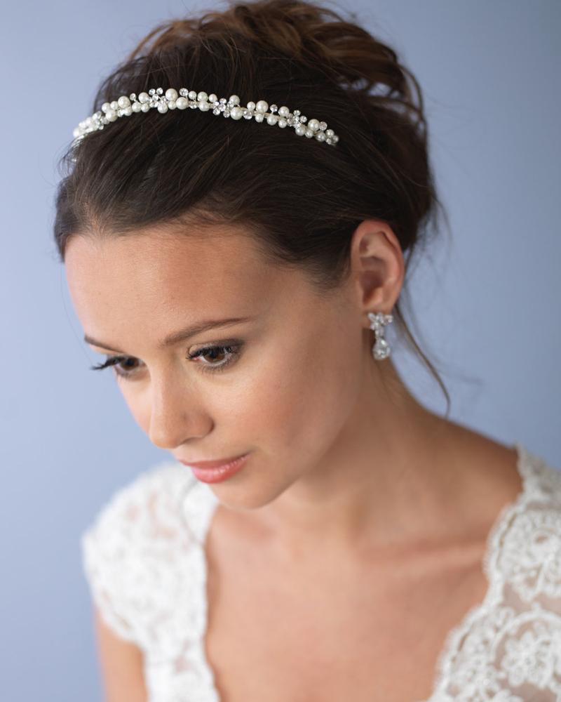 Tiana Pearl Headband for Women - Elegant Crystal Bridal Hair Accessories for Weddings, Parties & Special Occasions