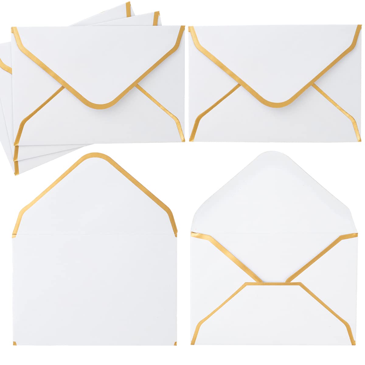 Mini Gift Card Envelopes 100pcs - Gold Border V Flap (4x2.7