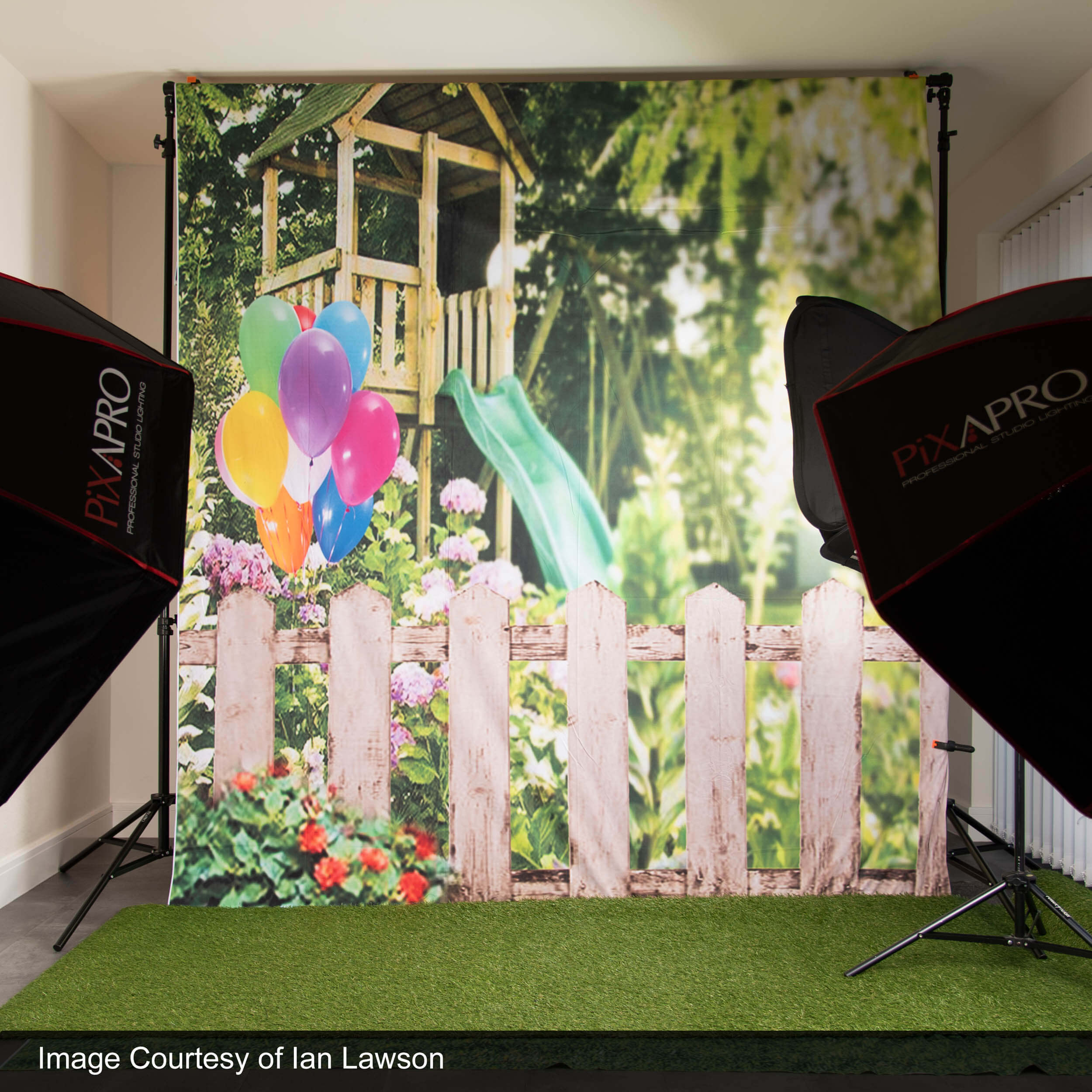 3x4m Colorful Lawn Park Printed Background for Kids' Birthday Party, Baby Shower, Photo Booth Props - Design 1 (Clearance Sale) - Perfect for Outdoor Events, Themed Parties & Photography Backdrops