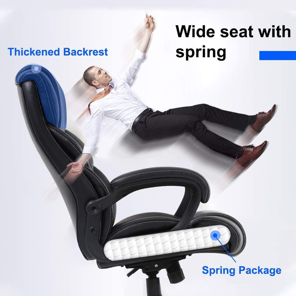 Ergonomic High Back Office Chair with Lumbar Support - 400lbs Weight Capacity Big & Tall Computer Desk Chair, Wide PU Leather Seat for Heavy People & Adults - Perfect for Home Office, Gaming & Workspaces (Black)