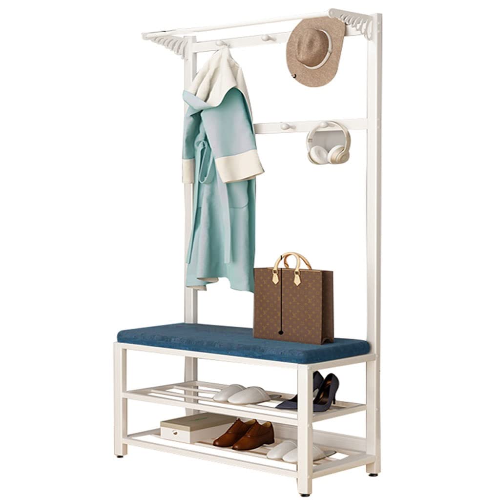 YAWEDA Blue Hall Tree with Shoe Storage & Coat Rack - 80