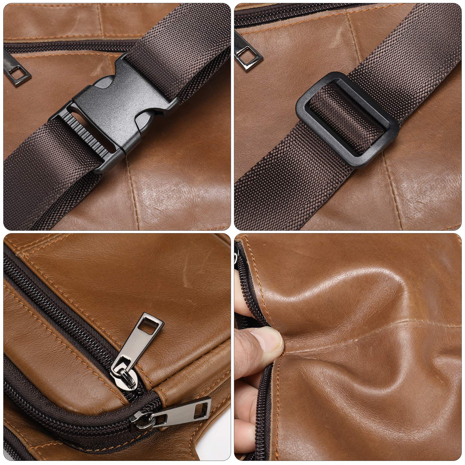 Premium 4-Zipper Leather Fanny Pack for Men & Women - Soft Durable Waist Bag for Running, Hiking, Travel & Outdoor Activities (Brown) - Perfect for Gym, Concerts & Daily Essentials