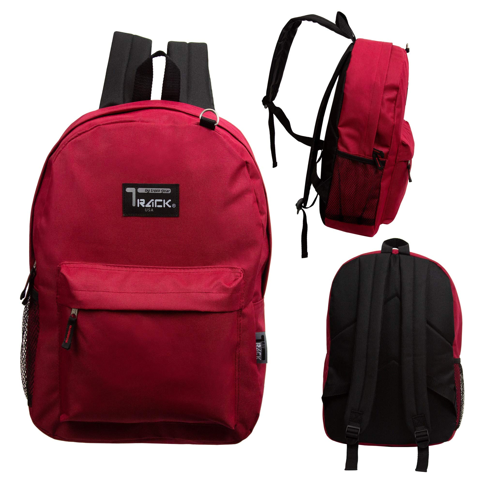 17 Inch Classic Burgundy Backpack - Bulk Wholesale Case of 24 School Bags for Students, Travel & Outdoor Activities