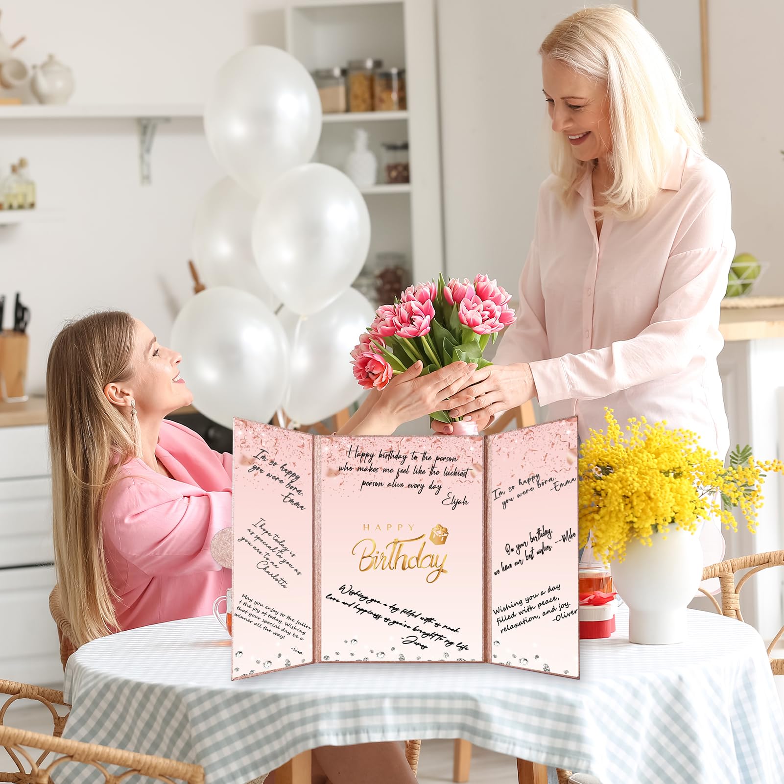 Rose Gold Happy Birthday Guest Book - 18x12 Inch Elegant Birthday Sign in Book Alternative for Women & Girls | Perfect Birthday Party Decor, Bridal Shower Gift & Celebration Keepsake