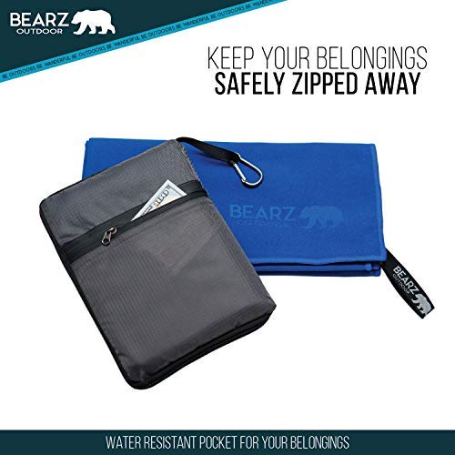 BEARZ Outdoor Microfiber Towel Set - Ultra Absorbent Quick Dry Gym, Yoga, Camping & Travel Towels - Compact Lightweight for Workout, Beach & Sports - Includes Free Face Towel for On-the-Go Use