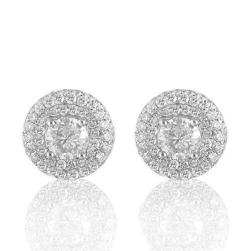 14K White Solid Gold Diamond Jackets Stud Earrings 2.91 Carat Total Weight - Elegant Jewelry for Women, Perfect for Weddings, Parties & Special Occasions
