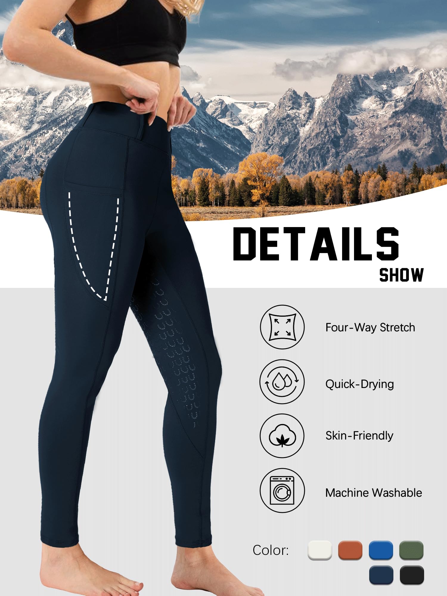 Women's Equestrian Riding Pants with Active Silicon Grip Full Seat - Breathable Horse Riding Breeches for Comfort & Performance - Perfect for Dressage, Jumping & Training