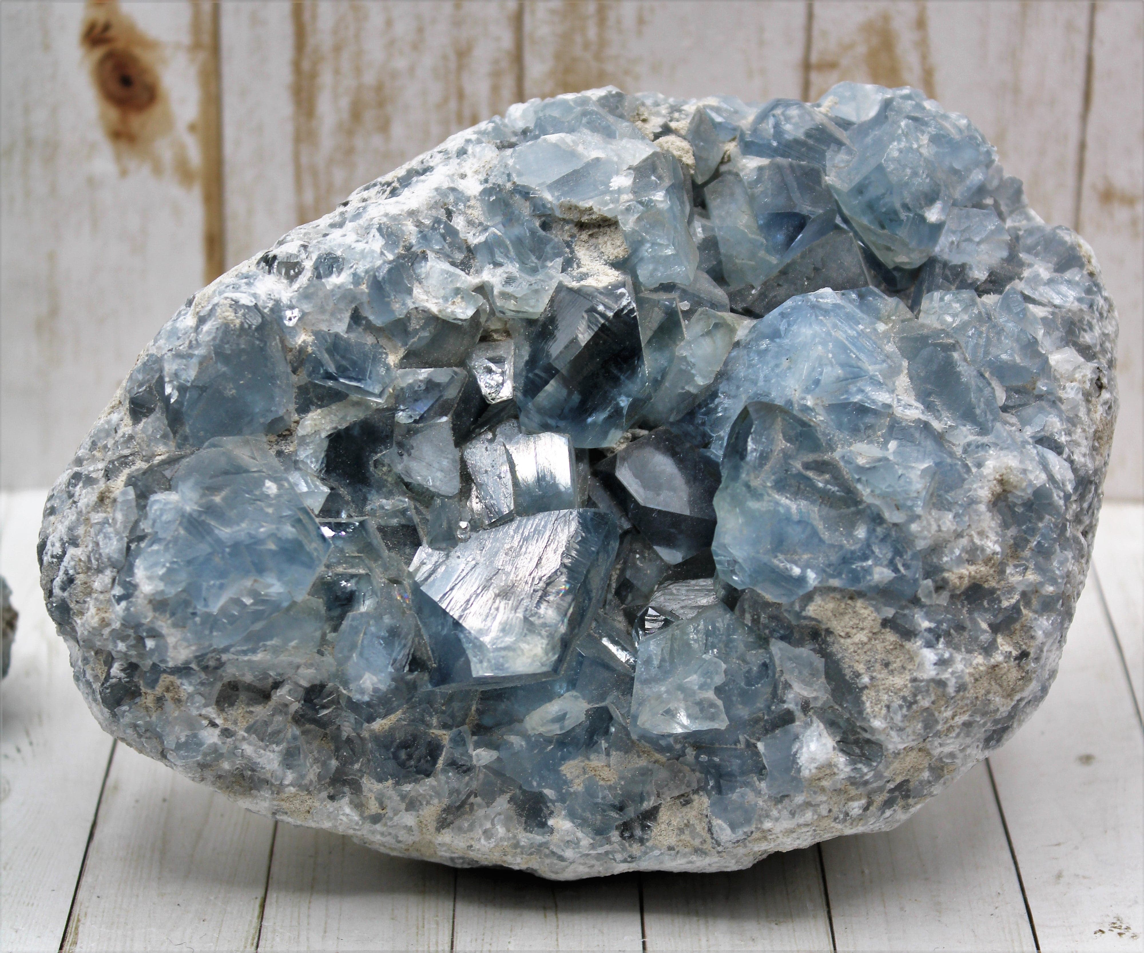Natural Celestite Crystal Cluster - Healing Stone for Meditation, Stress Relief & Positive Energy - Perfect for Home Decor, Office Desk & Spiritual Gifts