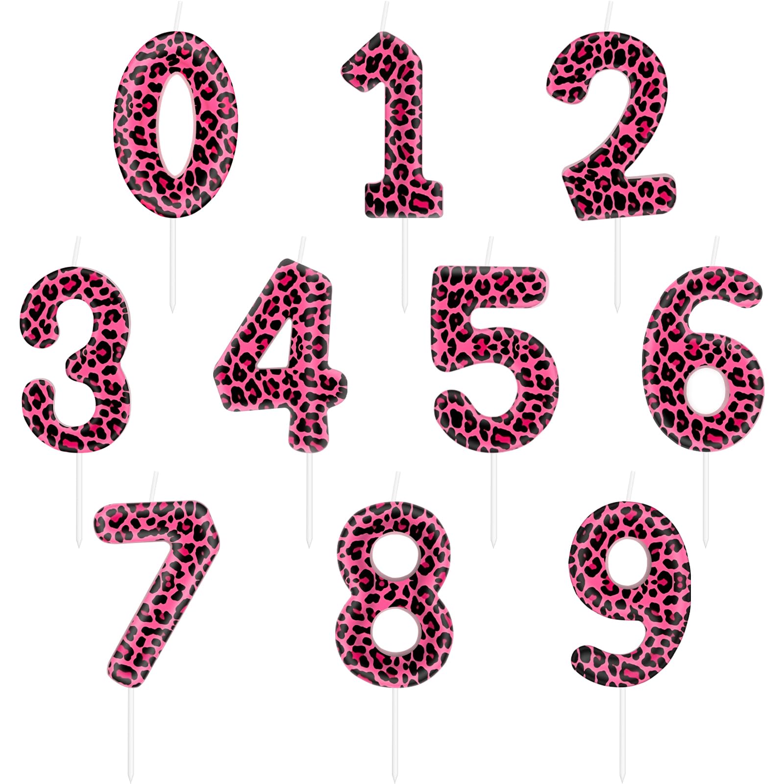Pink Leopard Print Number 7 Birthday Cake Candles - Pink Cheetah Themed 7th Birthday Party Decorations for Girls - Wild Animal Party Supplies for Birthday Cakes, Cupcakes & Desserts