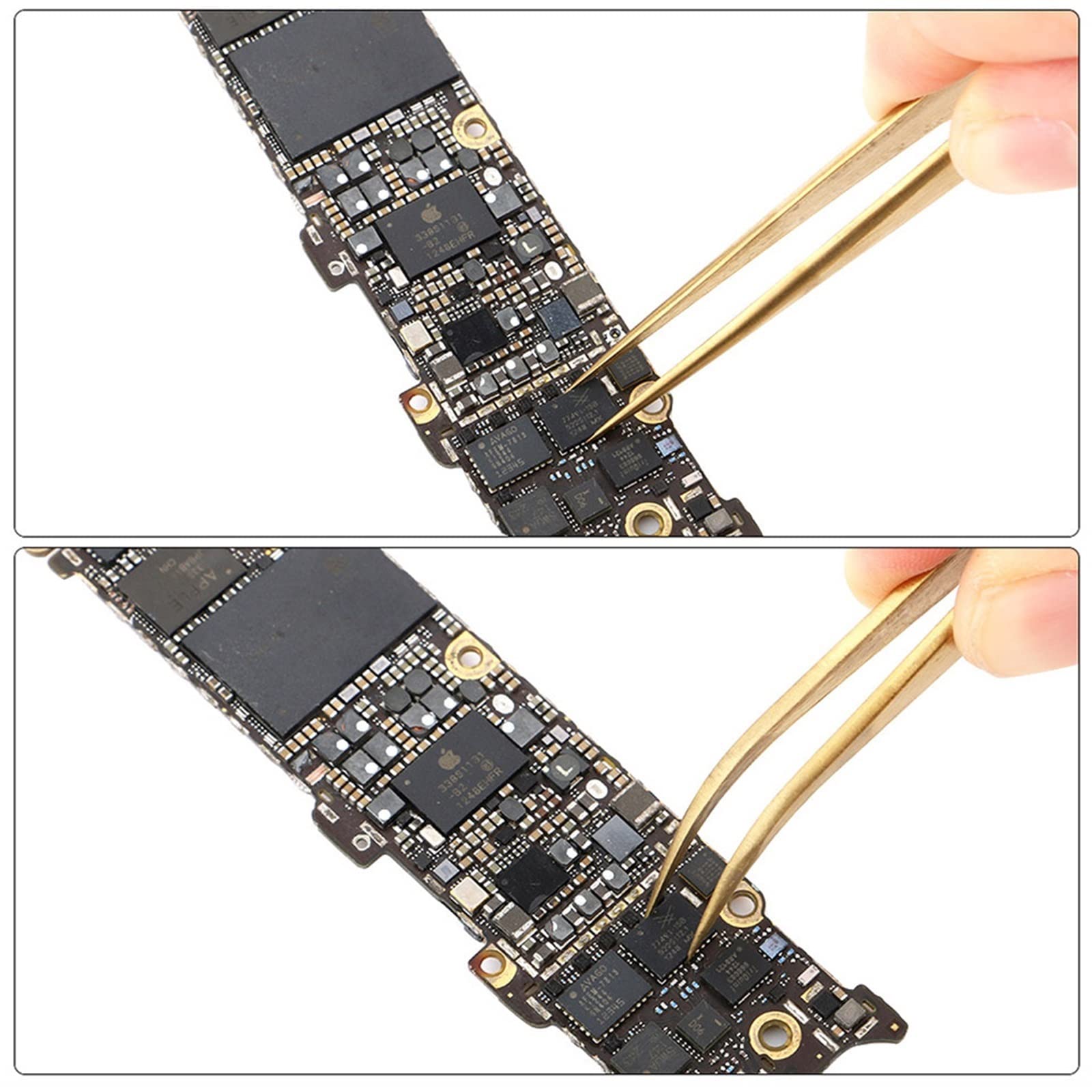 Professional Hair Removal Tweezers Set - Stainless Steel Precision Tweezers for Eyebrows, Eyelash Extensions & Facial Hair (Curved, Straight, Pointed Tips) - Electroplated Gold Beauty Tools for Salon, Home & Travel Use