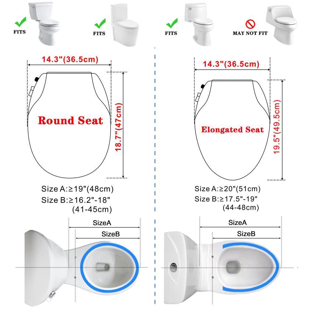 Premium Bidet Toilet Seat with Self-Cleaning Dual Nozzles - Non-Electric Rear & Feminine Wash, Natural Water Spray, Soft-Close Lid, Easy DIY Installation (Round) - Perfect for Bathroom Upgrades & Hygienic Living