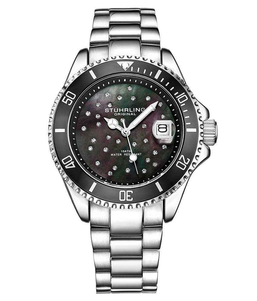 Classic Couple Diver Watch Set with Signature Pen and Stud Earrings - Perfect Gift for Anniversary, Wedding & Valentine's Day