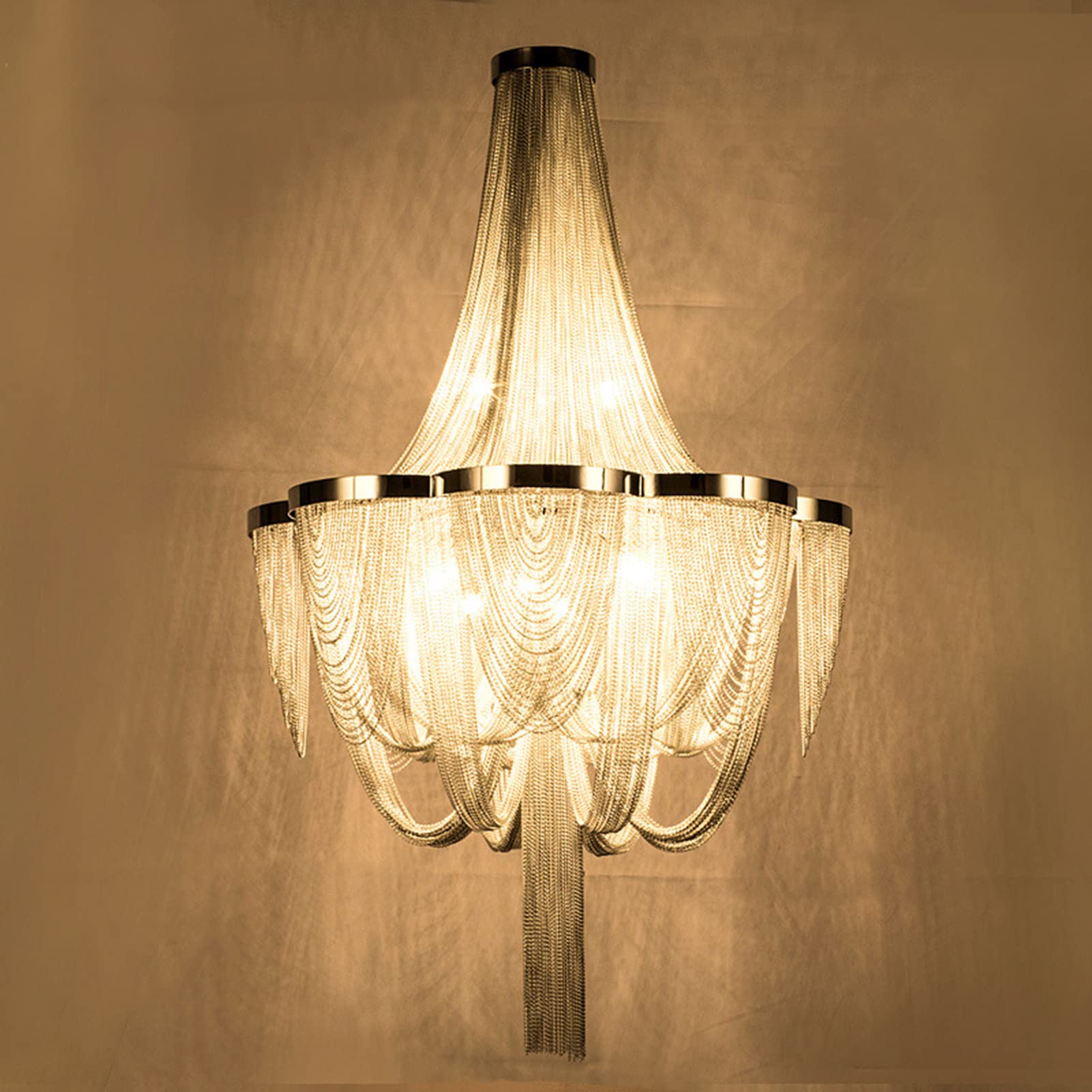 Modern Industrial Ceiling Pendant Light - Postmodern Tassel Chain Chandelier for Luxury Duplex Villa, Bedroom, Entryway & Dining Room | Elegant Lighting Fixture for Girls Room & Foyer Decor
