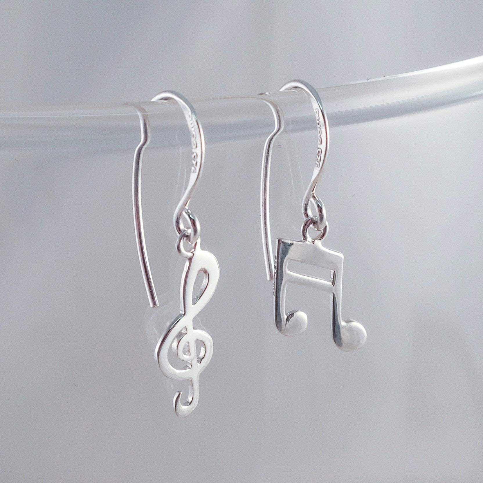 Sterling Silver Music Note & Treble Clef Earrings for Women - Elegant Dangle Drop Earrings - Perfect Gift for Musicians, Music Lovers & Performers - Great for Concerts, Parties & Special Occasions