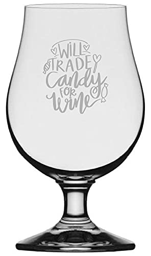 13.25oz Iona Beer Glass with Candy & Wine Etching - Perfect for Halloween Parties, Wine Tasting & Gift Giving