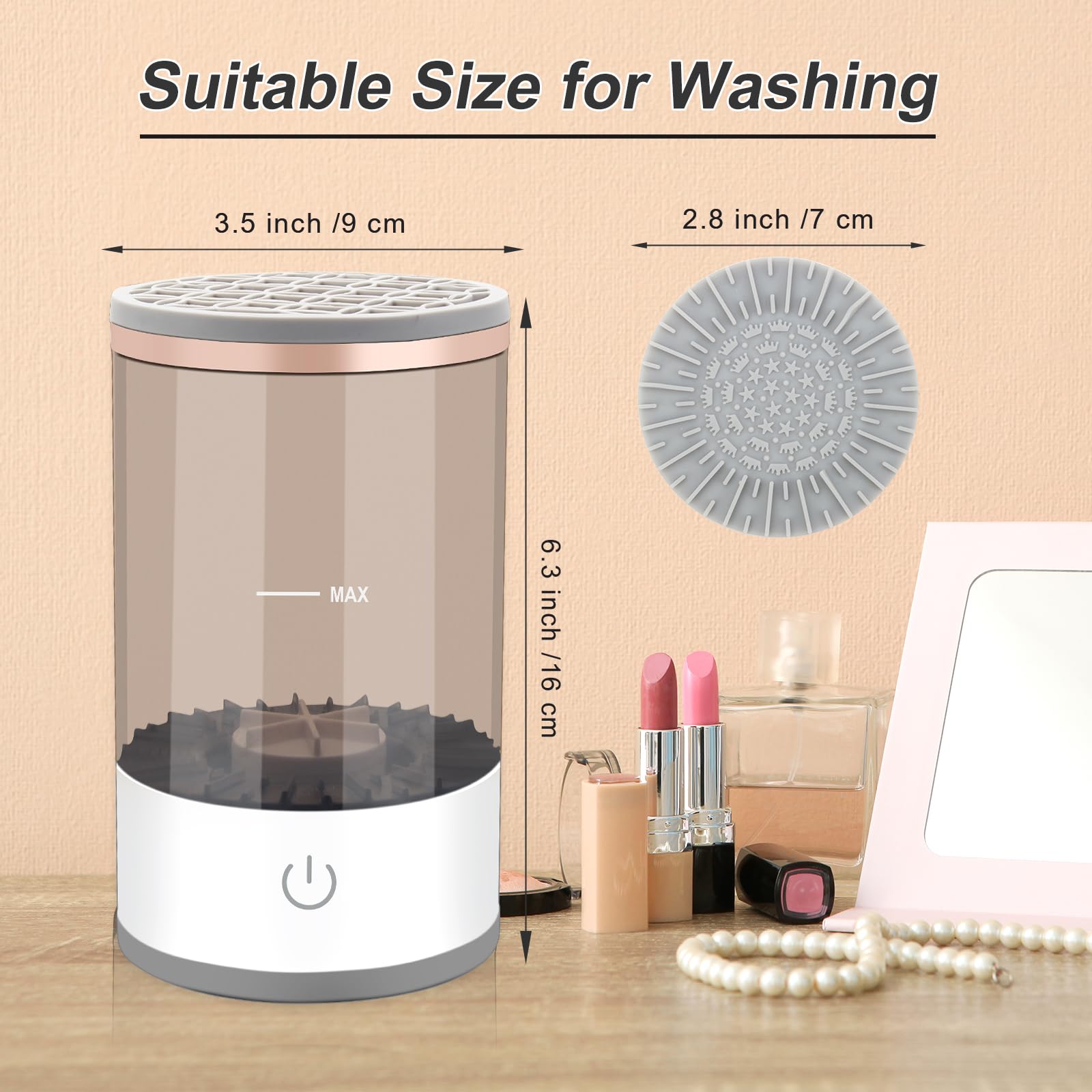 Upgraded Automatic Electric Makeup Brush Cleaner Machine - Silicone Beauty Blender & Brush Washer for Professional Cosmetic Tools | Perfect for Home Salon, Makeup Artists & Travel Kit Organization