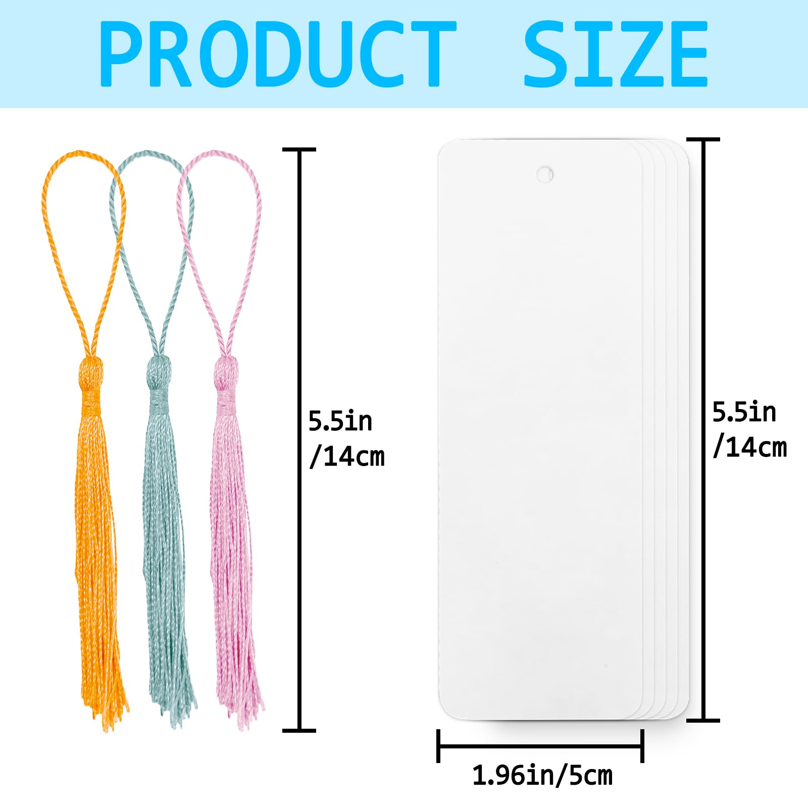 100-Pack Blank DIY Bookmarks with Colorful Tassels - 5.5