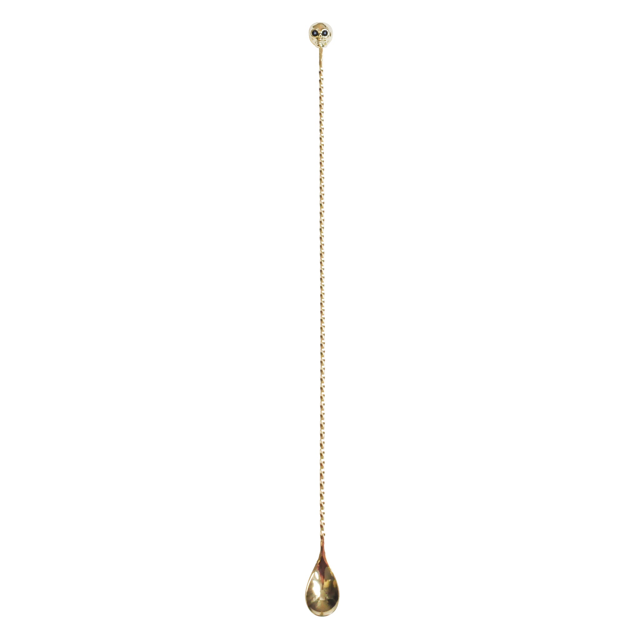 Gold Plated Skull Bar Spoon - 40cm Stainless Steel Cocktail Stirrer for Mixing Drinks, Perfect for Home Bars, Parties, and Professional Bartending