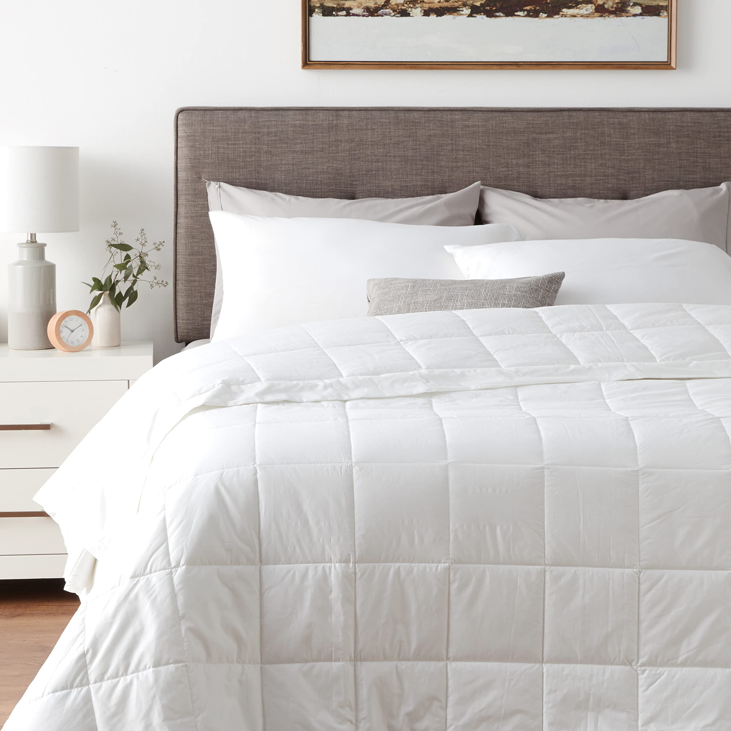 Martex EcoPure 100% Organic Cotton Queen Size Blanket - Lightweight All-Season Comforter Alternative - Box Stitched Design (90x90 Inches, White) - Perfect for Bedroom, Guest Room & Cozy Home Decor